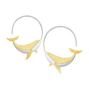 Newberry Sterling Silver Duo-Tone Whale Hoop Earrings NWOT
